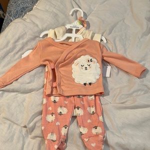 4 pack, set of pink baby clothes